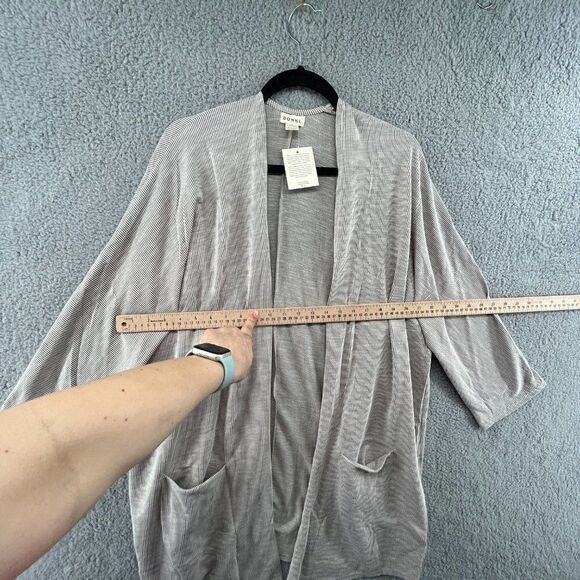 NWT DONNI Sandwash Stripe Ribbed Long Open Front Cardigan Sweater Women’s OS - Picture 7 of 12